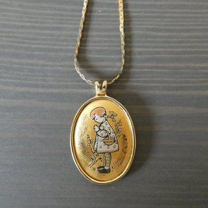 Reed & Barton NE Limited Edition Berta Hummel Inspired Pedant Necklace Gold Tone